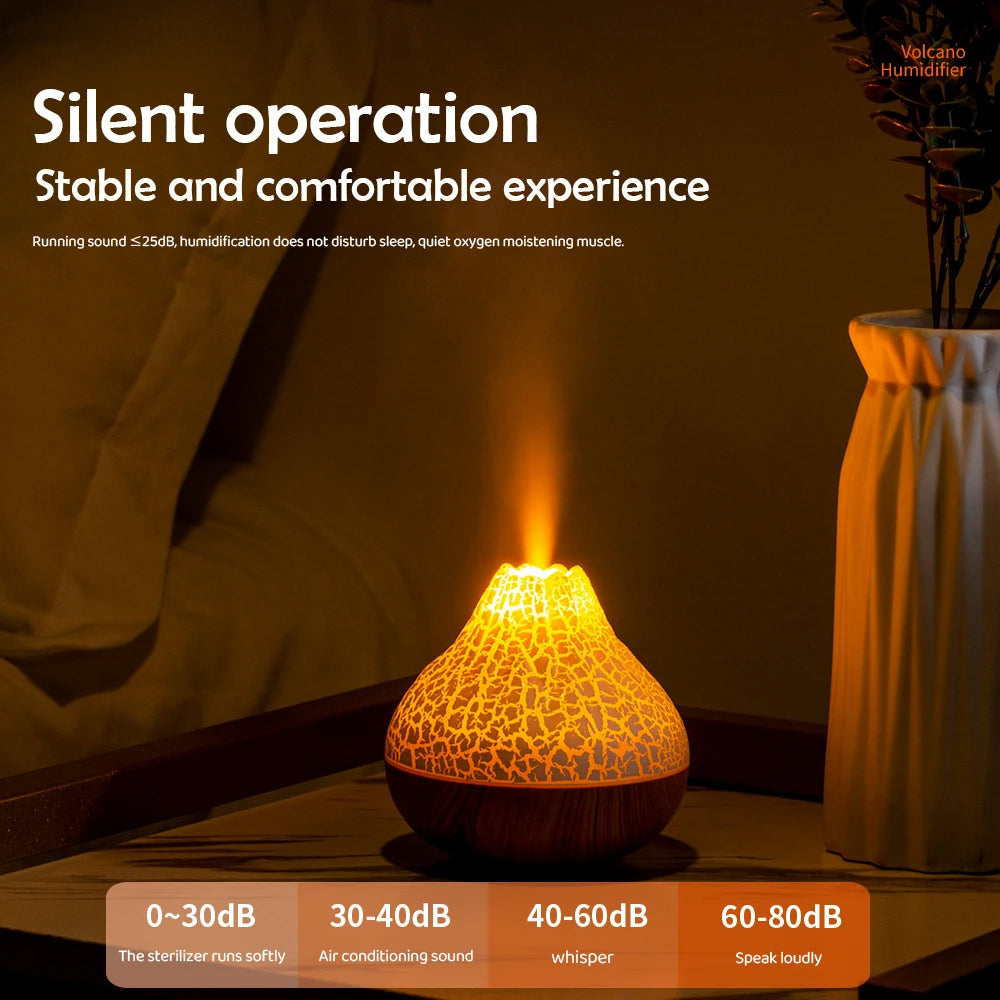 Volcano Air Humidifier 300ml Large Capacity Water Mist Aromatherapy Diffuser USB Desktop Humidifier with 7 Colorful Night Lights