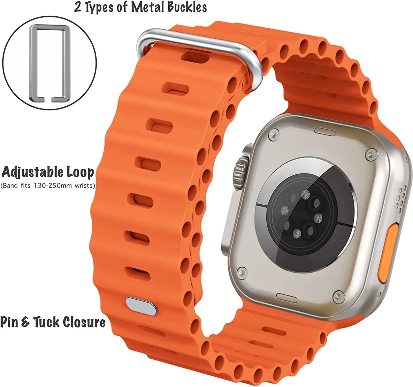 Ocean Strap For Apple Watch Ultra Band 49mm 46mm 45mm 44mm 41mm 42mm Sports Silicone Bracelet iWatch Series 10 9 8 7 6 5 4 Belt