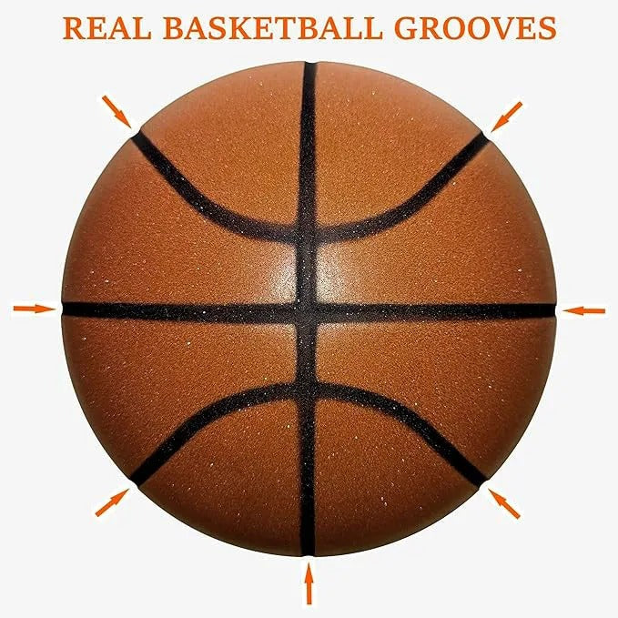 Silent Basketball Size 7#(29.5")6#/5# Dribbling Indoor Grooved Airless Foam Basketball Quiet Dribbling Training Silent Ball Hoop