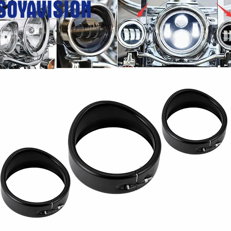 "NightRider™ Chrome Headlight Trim Ring – Classic Cruiser Style"