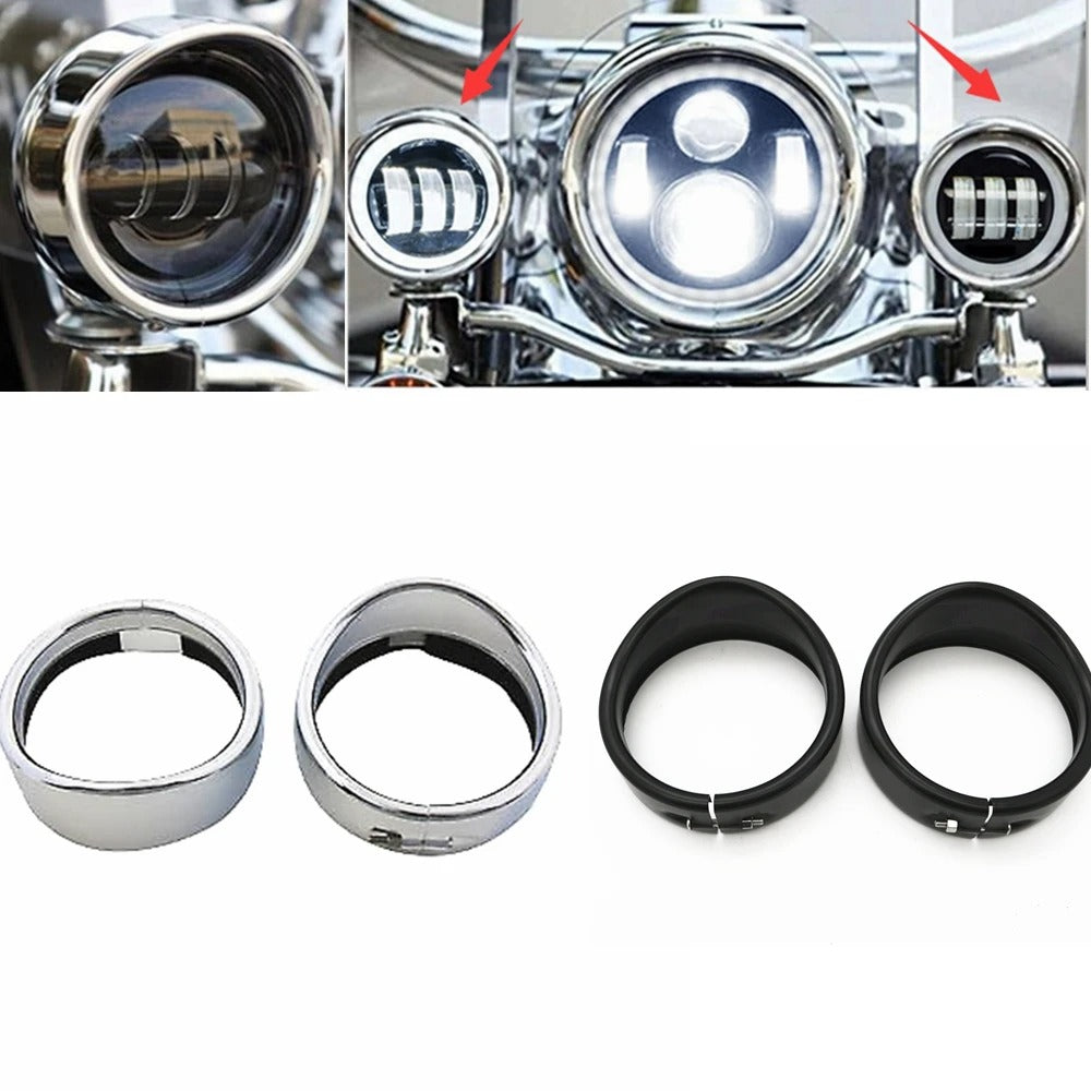 "NightRider™ Chrome Headlight Trim Ring – Classic Cruiser Style"