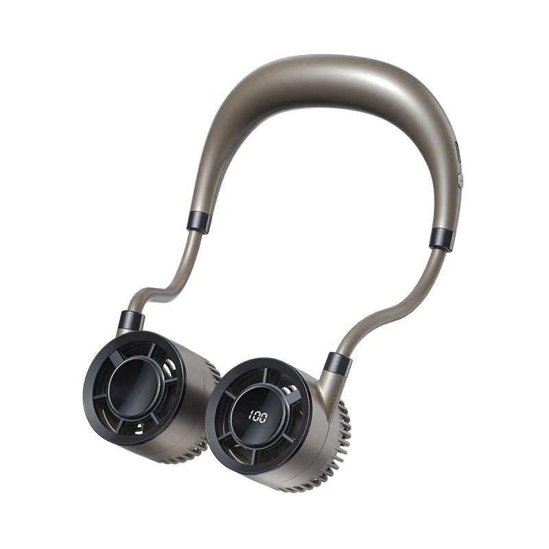 Neck Fan Portable Hanging Neck Fan Mini Neck Cooler USB Rechargeable Foldable Mini Outdoor Neckband Fan with LED Digital Display