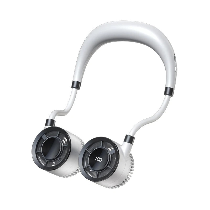 Neck Fan Portable Hanging Neck Fan Mini Neck Cooler USB Rechargeable Foldable Mini Outdoor Neckband Fan with LED Digital Display