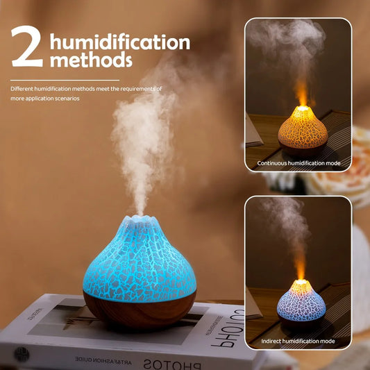 Volcano Air Humidifier 300ml Large Capacity Water Mist Aromatherapy Diffuser USB Desktop Humidifier with 7 Colorful Night Lights