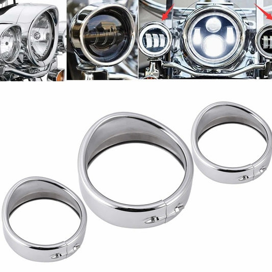 "NightRider™ Chrome Headlight Trim Ring – Classic Cruiser Style"